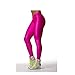 Hupplle Fashion Neon Stretch Skinny Shiny Spandex Leggings Pants (Pink, XLarge)