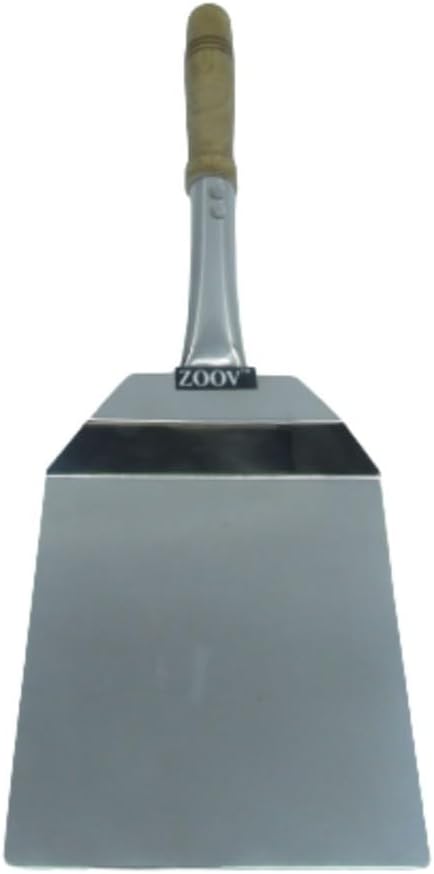 Zoov Stainless Steel Pizza Peel Paddle Hand Finished Professional Wooden Handle Pizza Schoop, Pizza Tools Thin for Kitchen (18.5 in X 6 in)
