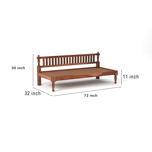 Image of Solid Sheesham Wood Sofa 3 Seater Sofa Diwan Bed for Home Living Room Wooden Couch Diwan Sofa Settee for Living Room and Office | Rosewood Three 3 Seater Sofa (A-Honey)