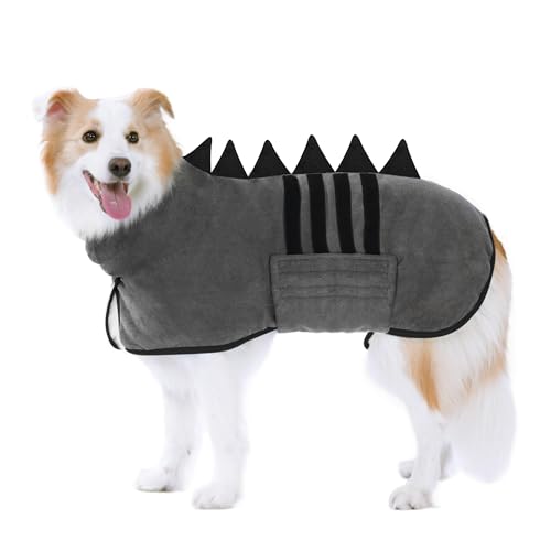 HezzLuv Microfiber Quick Drying Dog Drying Coat, Adjustable Dog Bathrobe Towel Extra Absorbent
