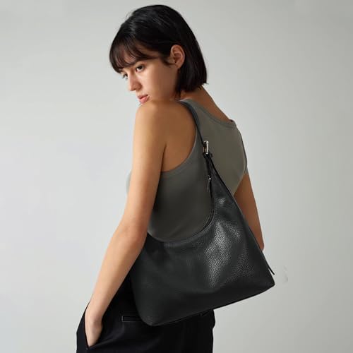 KALIDI Crescent Tote Bag, Women Underarm Handbag Vegan Leather Zipper Shoulder Purse Hobo for Evening Shopping Casual2