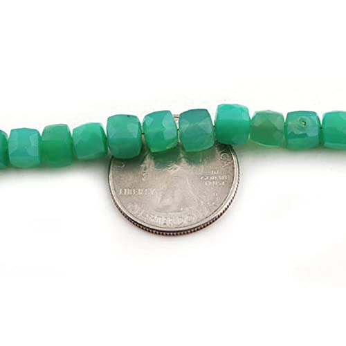 Chrysoprase perles cubes enfilage 8 pouces pour ateliers créatifs de bijoux