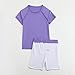 Boys Short Sleeve Athletic T-Shirt & Shorts Outfit Set with Inner Compression Lining Boys Swimsuits Golf Set Neno Purple Size 8