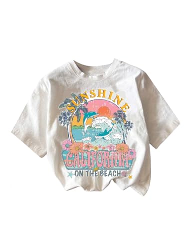 RoseSeek Girl's Graphic Print Tee Shirt Round Neck Short Sleeve T Shirts Summer Cute Trendy Tops...