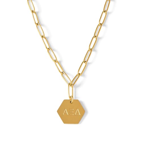 Sorority Shop Alpha Xi Delta Paperclip Necklace — AXD 18K Gold Plated Sorority Gifts Necklace, Long-Lasting Alpha Xi Delta Gifts for Women