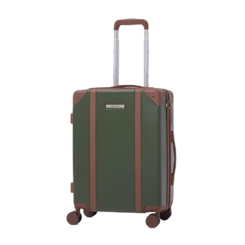 Image of Assembly Vintage 20 Inch (55cm) Cabin Trolley Bag Hard Shell Polycarbonate Suitcase Retro Classic Design with TSA Lock 8 Spinner Wheels Carry On Luggage