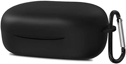 Geekria Silicone Case Cover Compatible with Sony WF-XB700 EXTRA BASS True Wireless Earbuds, Earphones Skin Cover, Protective Carrying Case with Keychain Hook, Charging Port Accessible (Black)
