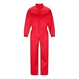 Men's Cargo Jumpsuit Worker Fashion Solid Zipper Stand Collar Long Sleeves Loose Comfy Workwear Romper Playsuit Red 3X-Large