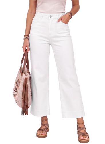 Best Petite White Jeans for Women Over 50: Flattering Fits That Won't Quit on You 3 SHEWIN Women Wide Leg Jeans High Waisted Stretch Denim Pants White, Size 8 | High Waisted, Corped, Stretchy, Stretch, Ankle, Petite, 2026