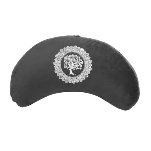 KINBBOW Cojin Meditacion Media Luna Yoga - Altura 13 cm - Relleno de Cascara de Alforfon - Cubierta en Algodon Lavable- Zafu Meditación - Cojin Media Luna - Cojin Yoga (Negro)