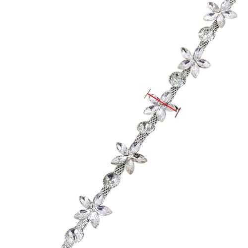 Chaîne strass fleur ruban de strass cristallins pour customisation de vêtements et chapeaux