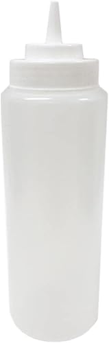 1 botella grande transparente para apretar, dispensador de condimentos, salsa de aderezo de boca ancha, 32 onzas