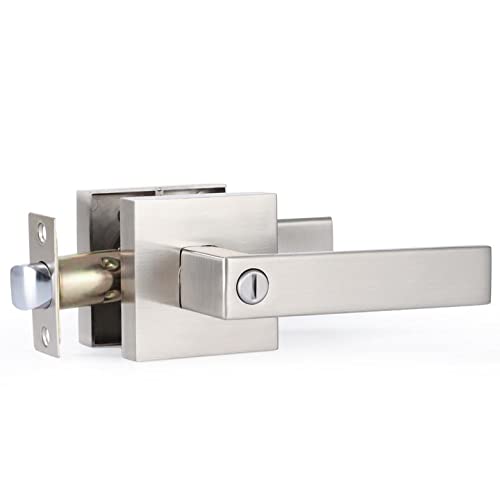 6 Pack Satin Nickel Lever Door Handles, Heavy Duty Door Lever, Privacy Door Lock Set Door Hardware, Left/Right Handing Door Handles, Interior Door Handle