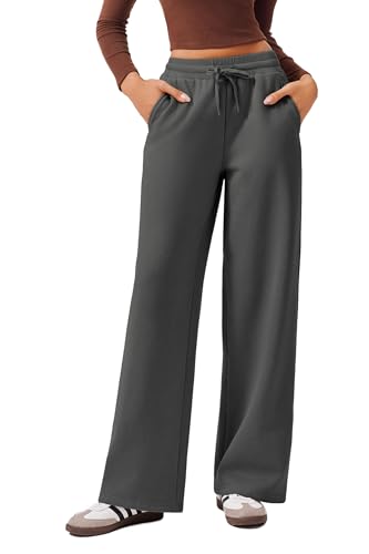Amazon.com: PINSPARK Wide Leg Sweatpants for Women Fleece Straight