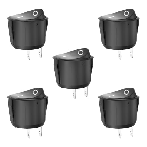 SCOOYUCK 5 Pièces Interrupteur à Bascule Rond, SPST 23mm 2 Broches ON/OFF, 12V 24V 125V 250V Interrupteur a Bascule, Pour Voiture Bateau Appareils Ménagers