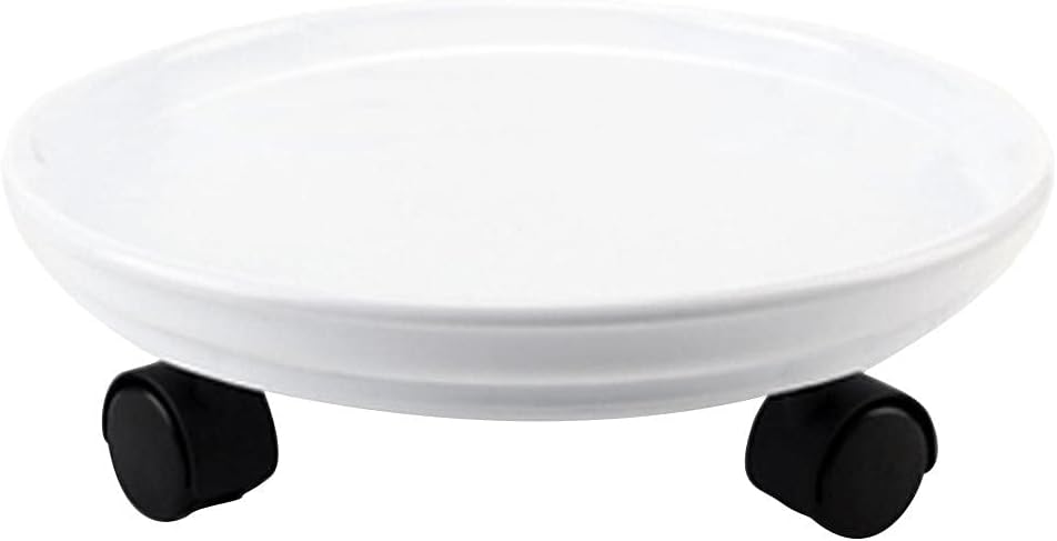 Rolling Potted Plant Stand with Universal Wheels Round Plastic Tray Heavy Duty Flower Pot Rack(21.5cm)