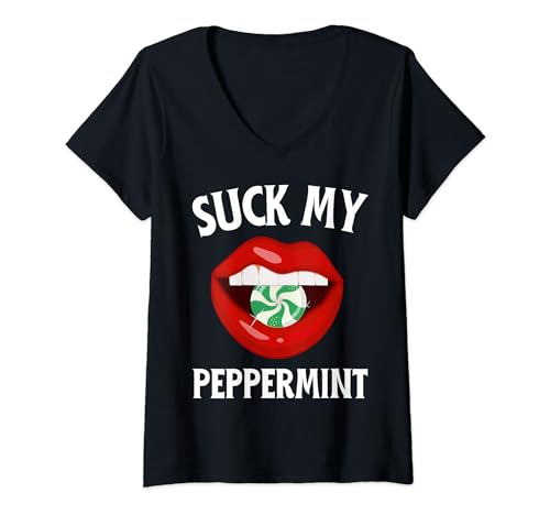 Suck My Peppermint Xmas Candy - Suéter feo de Navidad Camiseta Cuello V