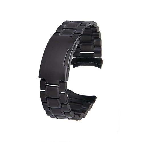 Correa de reloj 20 mm Galpada en acero negro con extremo curvo y cierre