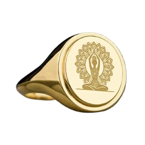 Bague Yoga argent chevalière ovale contre le stress avec anneau ajustable en taille