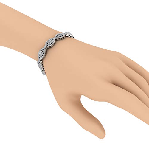 2 Carat Round and Princess Cut Diamond Link Bracelet in 925 Sterling Silver (7 Inch)3