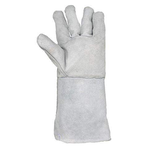 Image of Heavy Duty Split Leather Gardening Gloves, Long Cuff Thorn Protection Work Gloves for Pruning, Farming, Yard & Outdoor Work, White 10 inch, Pack of 1 Pair