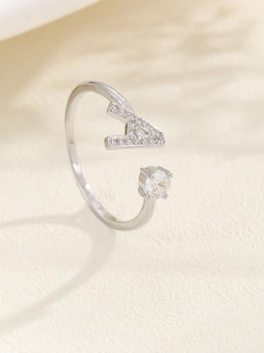 Elegant Silver Letter A-Z Ring Luxury Cocktail Party Gift For Friend Adjustable Fashion Jewelry2