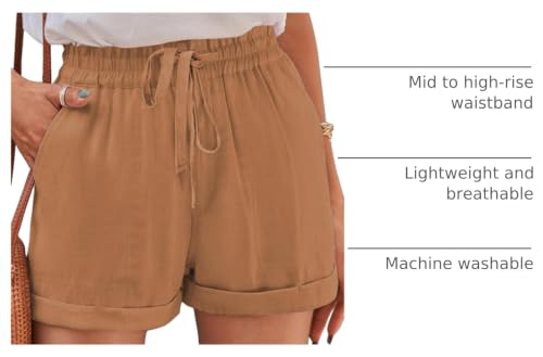Image of YOCUR Womens Lightweight Shorts Casual Baggy Trendy Hot Pants Elastic Waist Drawstring Comfy Shorts