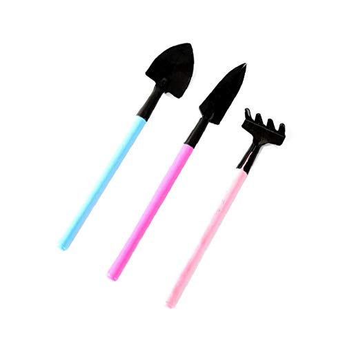 Mini Garden Tools Set Colorful Plastic Hand Rake Shovel Spade Tools Set for Kids Women 3 Pieces