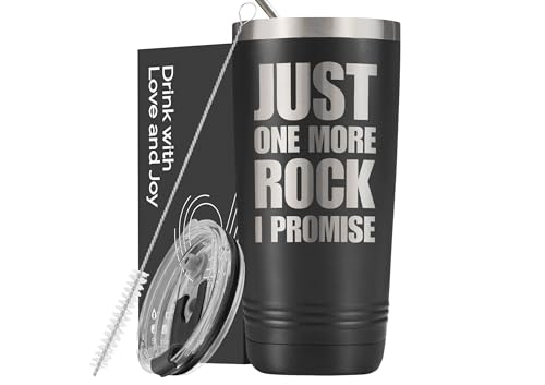 Onebttl Geology Gifts for Men, Geologist Coffee Mug, Rock Collector Gifts 20oz Stainless Steel Tumbler, Just One More Rock I Promise