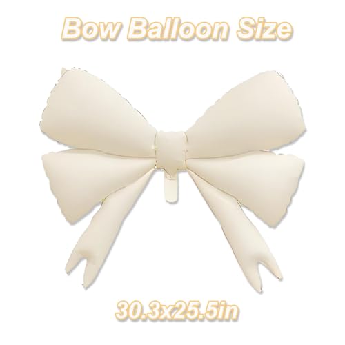 Image of 4 Pcs Large Bow Balloons, Light Apricot Bow Balloon Coquette Balloons for Light Apricot Bow Party Decorations Coquette Birthday Decorations