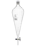 Squibb Separating Funnel, 2000ml - 29/32 Plastic Stopper, PTFE Key Stopcock, Graduated - Borosilicate Glass - Eisco Labs