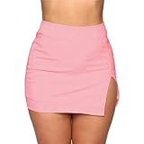 Women Sexy Elastic Waistband Miniskirt Lingerie Side Slit Bodycon Short Skirts Dances Nightclub Mini Pencil Skirt (4X-Large,Pink)
