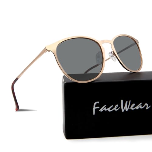 Classic Round Retro Sunglasses UV400 Circle Lens Metal Frame Men Women FW1006 D2 Gold Frame/Gray Lens