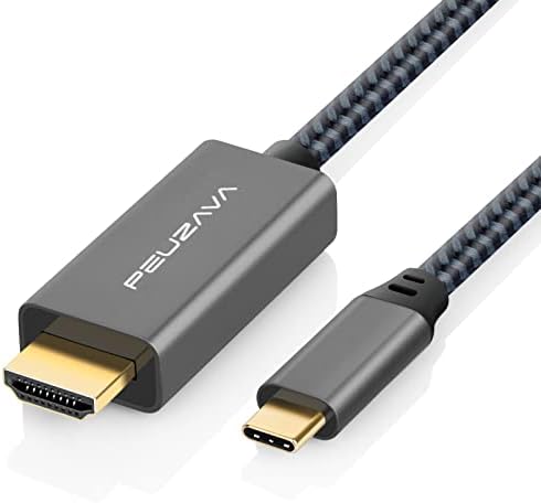 PEUZAVA USB C to HDMI Cable 6ft, Preminum 4K Type C (Thunderbolt 3/4) to HDMI Braided Cord Compatible with MacBook Pro 2020/2019/2018, MacBook Air/iPad Pro 2018, Samsung Galaxy S10/S9, Surface Book 2