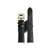 ERTYUYFG Compatibile con Jaeger-LeCoultre Master CONTROL JAEGER-LECOULTRE Cinturino in pelle curva Cinturino morbido ultra sottile Impermeabile 19 20 21 MM(Black-gold,20-18mm)