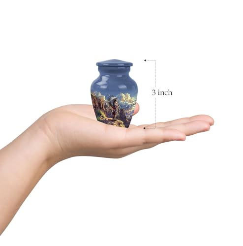 Image of Native American Urns for Human Ashes - Small Urns for Human Ashes Keepsake - Decorative Urns - Ash Urns for Humans - Urn for Ashes Adult Male - Cremation Urns for Burial (3 inch Pack of 4)