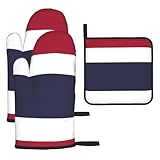 Ofenhandschuhe & hitzewiderstandsfähige Matte mit Thailand-Flagge, wasserdicht, hitzewiderstandsfähig, für Küche, Backofen