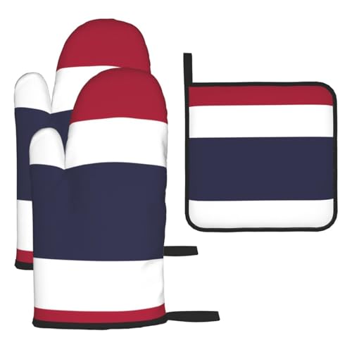 Ofenhandschuhe & hitzewiderstandsfähige Matte mit Thailand-Flagge, wasserdicht, hitzewiderstandsfähig, für Küche, Backofen