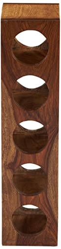 Image of Amazon Brand - Solimo Inuva Solid Sheesham Wood Wine Rack, Natural Finish, Capacity of 5 Bottles