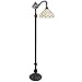 Amora Lighting Tiffany Style Floor Lamp Jeweled Adjustable White Cream Reading Standing Antique Vintage 62