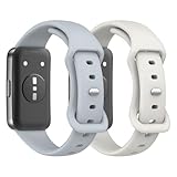 [MoKo] Huawei Band10 9 8 交換用バンド 2つセット 交換ベルト ファーウェイバンド10/9/8 スポーツベルト コンパチブル 蝶型バックル 手首周り範囲：163-208mm クイックリリース シリコン製 軽量 ソフト 耐久性 取扱簡単 Gray+Ivory