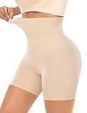 Shapewear Shorts for Women Tummy Control High Waisted Body Shaper Seamless Shaping Slip Shorts Under Dresses（A# Beige,3XL）