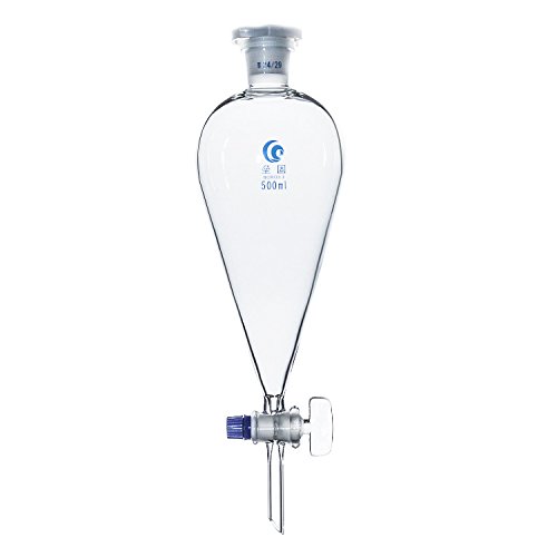 Embudo separador de cristal en forma de pera, embudo separador de laboratorio, cristal de borosilicato, embudo separador, química, equipo de 3, vidrio de borosilicato, 2000 ml, 29 juntas