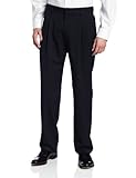 Haggar Men's Two Tone Herringbone Expandable Waist Pleat Front Dress Pant