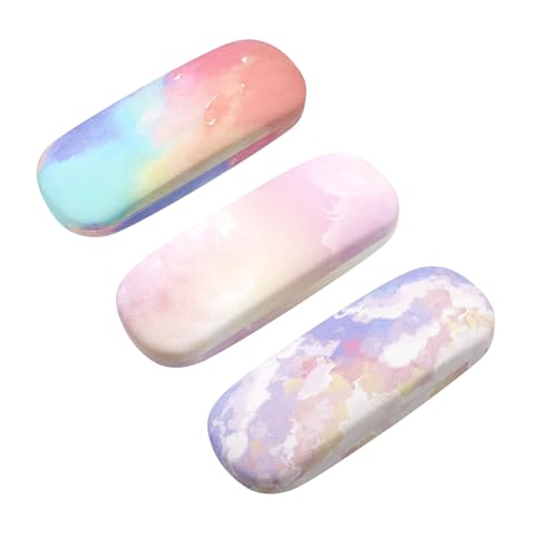 Image of 3 Pack Glass Cases Hard Shell, Portable Hard Eyeglasses Case Linen Fabrics Eyeglass Organizations for Women Girls