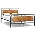 Lit Simple | 1 Place 140x200 cm,Cadre de Lit en Métal avec Sommier,sans Matelas,Style Industriel,Tête en Bois,Classique & Élégance