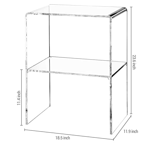 Mygift TB-HOM0763CLR 24 Inch Premium Clear Acrylic End Table, Decorative Living Room Side Table With 2 Tier Display Shelf, Modern Home Decor Bedroom Nightstand Storage Shelves thumb #2