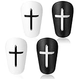 cobee 2 Pairs Mini Soccer Shin Guards, 3.8 x 2.4 inch Football Shins Pad Small Shin Pads Comfortable Tiny Shins Guards for Football Soccer Training（Black, White）