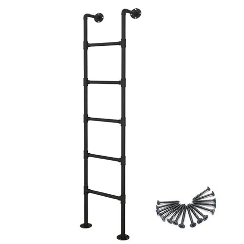 Échelle de lit superposé en fer forgé noir de 175cm suspendue murale robuste - 2