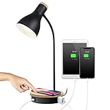 Metal Desk Lamp Wireless Charging Table Lamp Touch Reading Lights Arc Desk Lamps for Bedroom, 3 Way